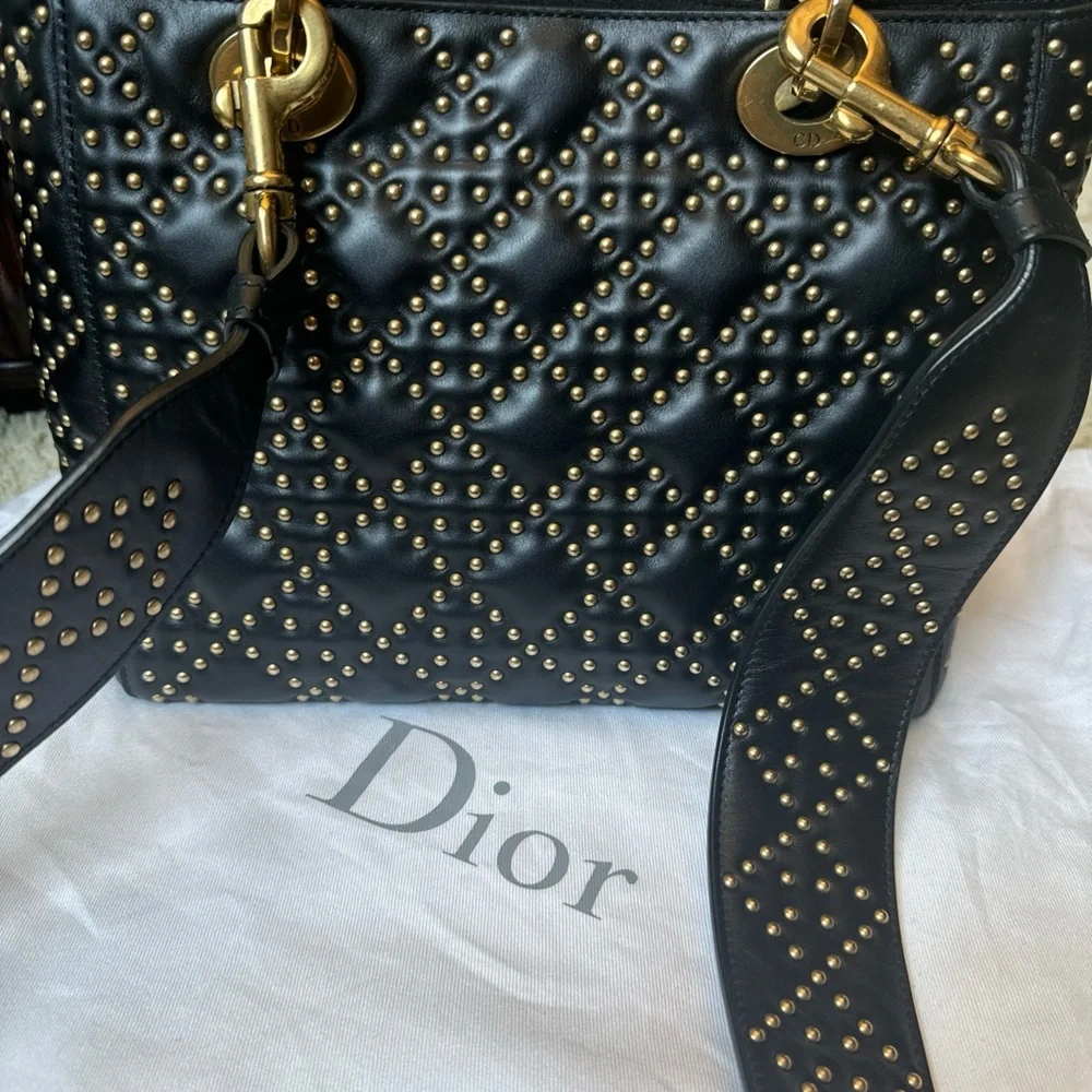 Lady Dior Black with Gold Studs Cannage Bag. Like new. Only used a few times. - Picture 10 of 14